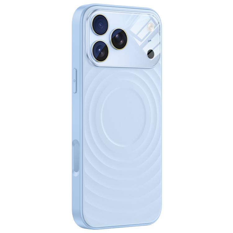 For iPhone 17 Pro Max Ripple Texture Large Windows Liquid Silicone Phone Case(Blue)