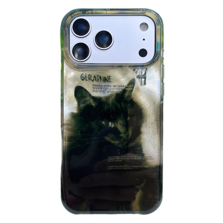 For iPhone 17 Pro Max Rounded Edge IMD Pattern TPU Phone Case(Black Cat)