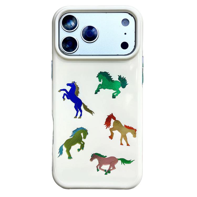 For iPhone 17 Pro Max Rounded Edge IMD Pattern TPU Phone Case(Horses)