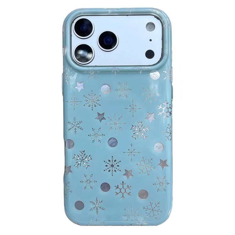 For iPhone 17 Pro Max Rounded Edge IMD Pattern TPU Phone Case(Snowflake)