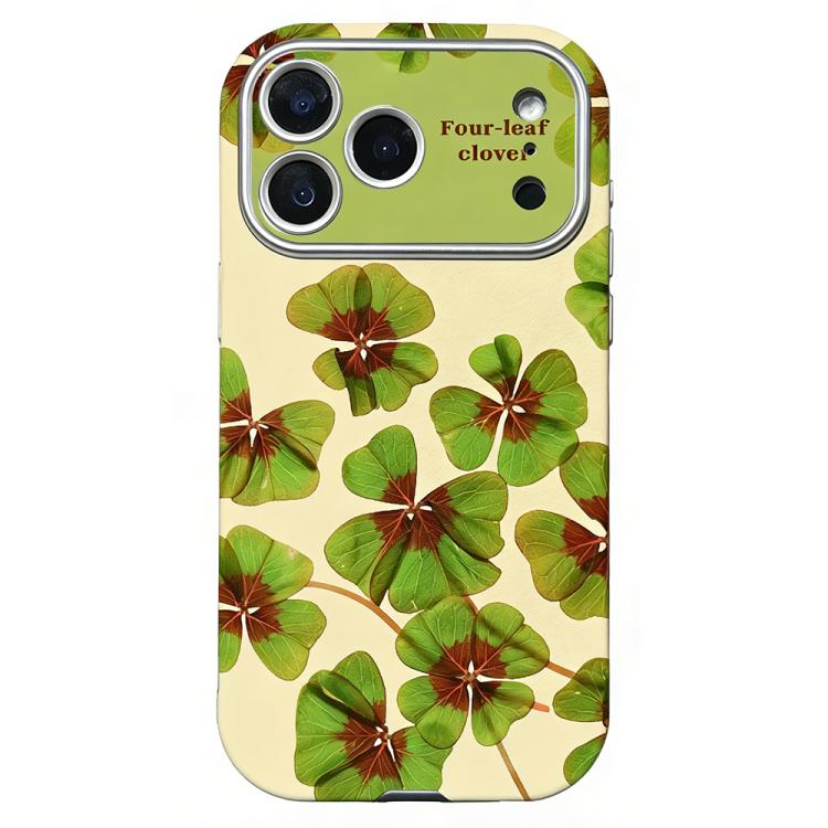 For iPhone 17 Pro Max Rounded Edge Large Window Silicone Phone Case(Four-leaf Clover)