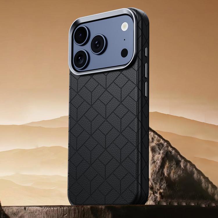 For iPhone 17 Pro Max Rubik Cube Series Embossed Grid Pattern Magnetic Phone Case(Black)