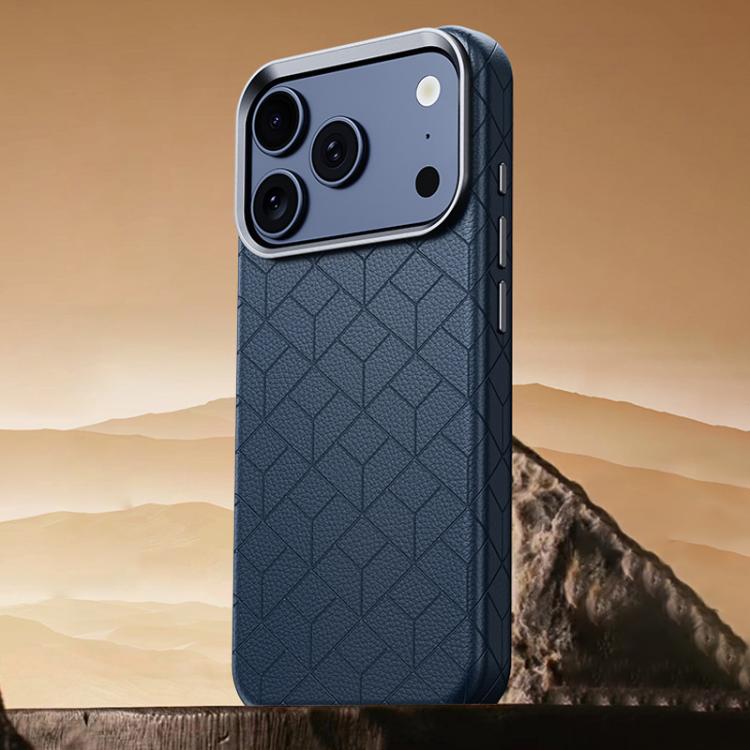 For iPhone 17 Pro Max Rubik Cube Series Embossed Grid Pattern Magnetic Phone Case(Blue)