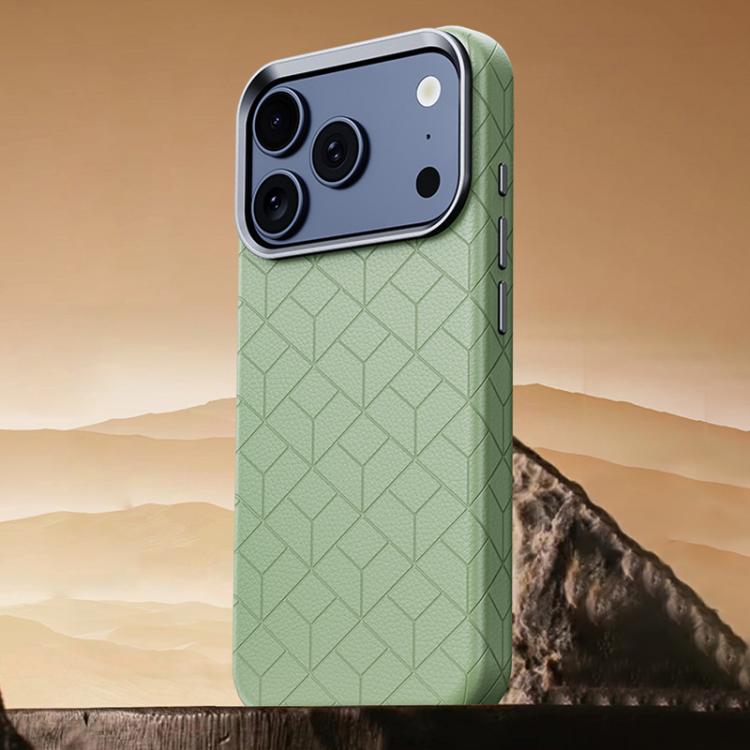 For iPhone 17 Pro Max Rubik Cube Series Embossed Grid Pattern Magnetic Phone Case(Matcha Green)