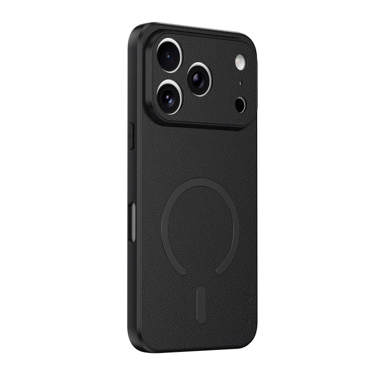 For iPhone 17 Pro Max Sheepskin Vegan Leather Magnetic Phone Case(Black)