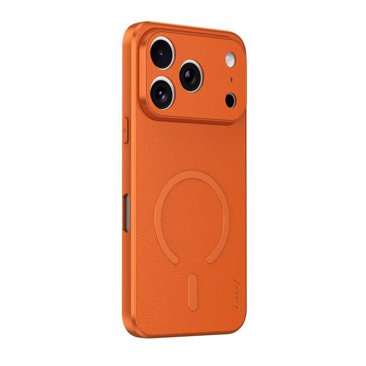 For iPhone 17 Pro Max Sheepskin Vegan Leather Magnetic Phone Case(Orange)