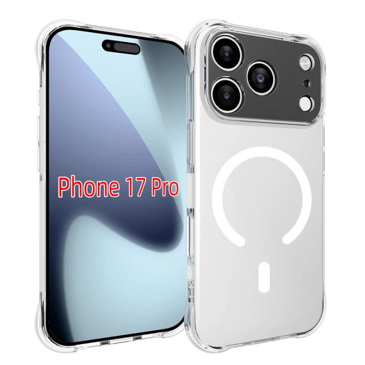 For iPhone 17 Pro Max Shockproof Non-slip Magnetic TPU Phone Case(Transparent)