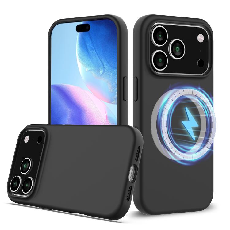 For iPhone 17 Pro Max Shockproof Silicone Magsafe Phone Case(Black)