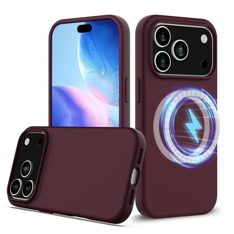 For iPhone 17 Pro Max Shockproof Silicone Magsafe Phone Case(Plum Color)