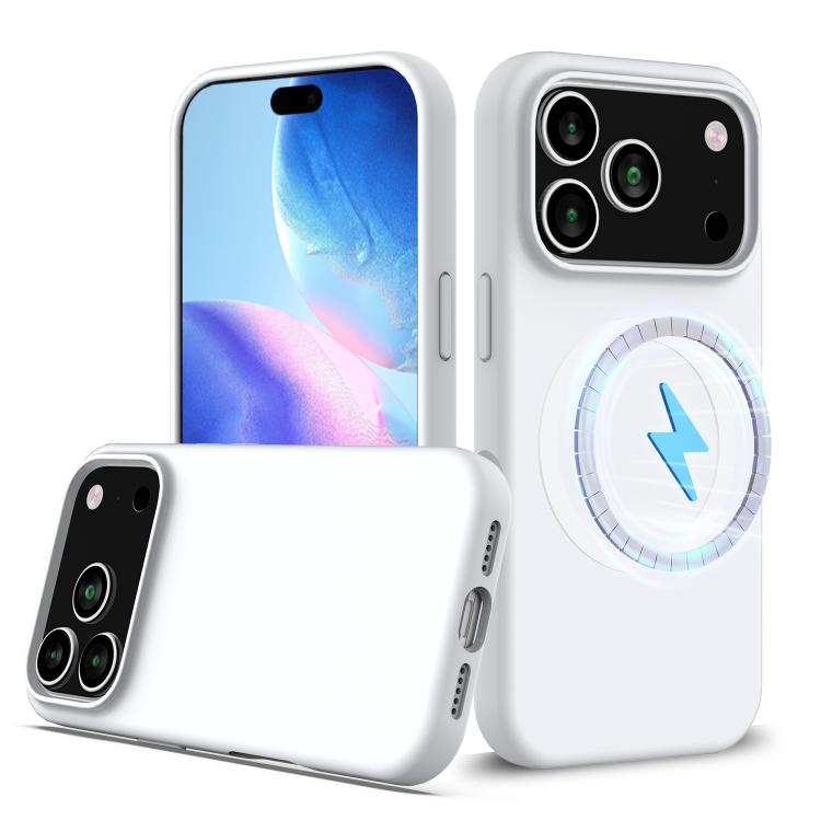 For iPhone 17 Pro Max Shockproof Silicone Magsafe Phone Case(White)