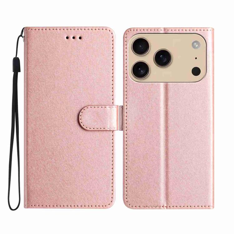 For iPhone 17 Pro Max Silk Texture Horizontal Flip Leather Phone Case(Rose Gold)