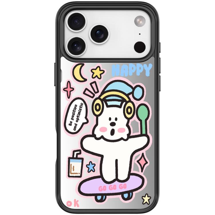 For iPhone 17 Pro Max Skateboarding Dog Pattern Magnetic Phone Case(Black)