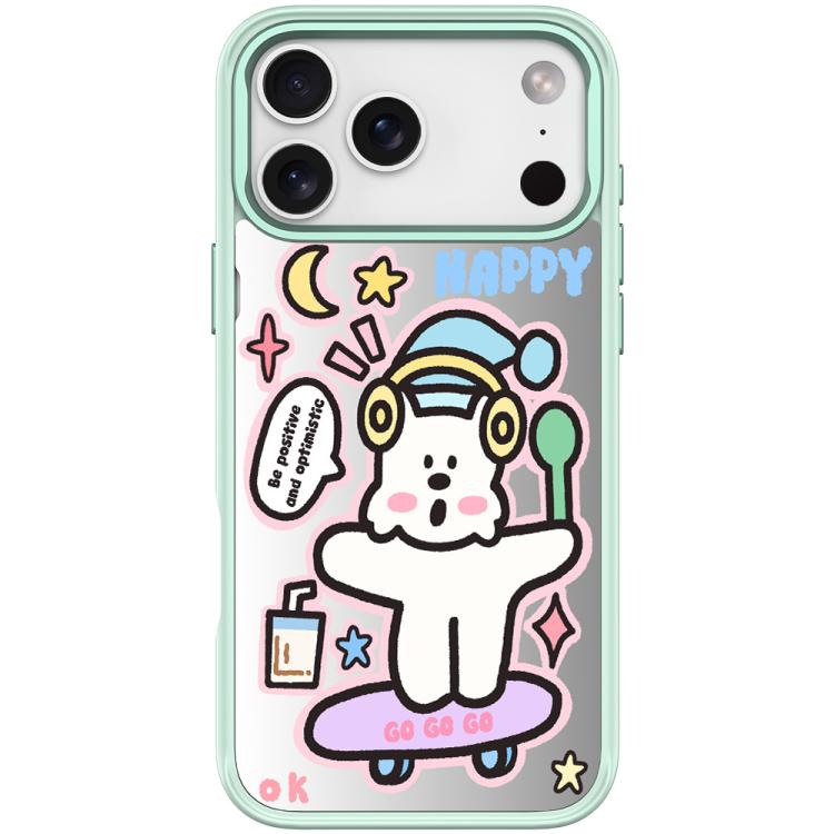 For iPhone 17 Pro Max Skateboarding Dog Pattern Magnetic Phone Case(Light Green)