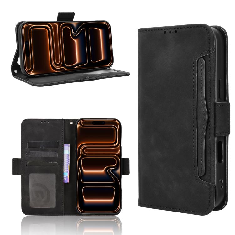 For iPhone 17 Pro Max Skin Feel Calf Texture Card Slots Leather Phone Case(Black)
