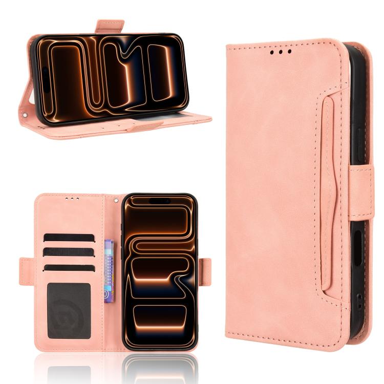 For iPhone 17 Pro Max Skin Feel Calf Texture Card Slots Leather Phone Case(Pink)