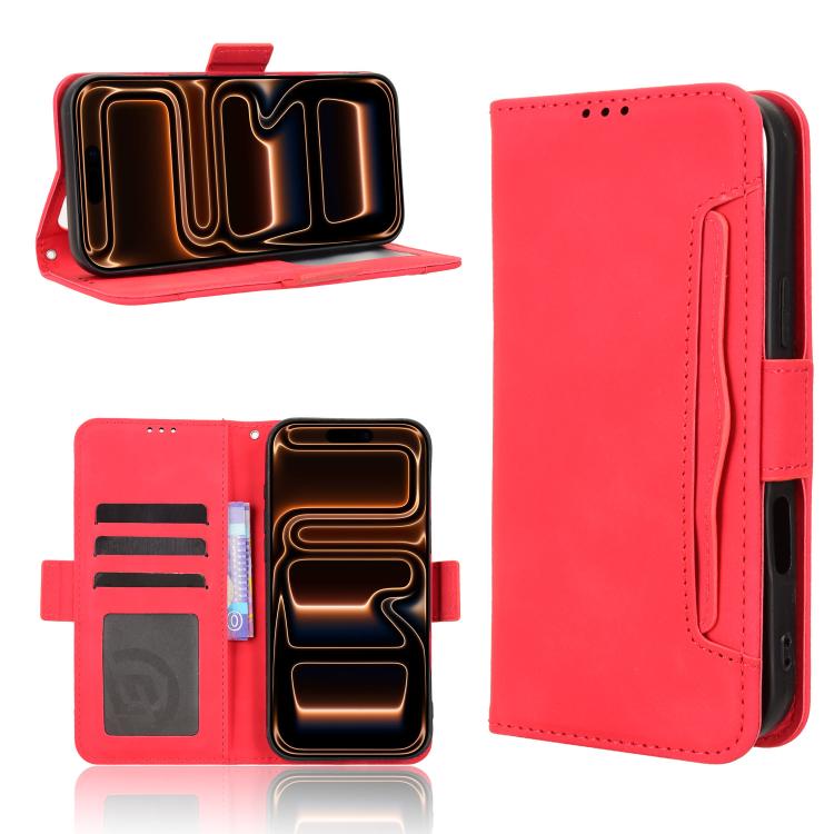 For iPhone 17 Pro Max Skin Feel Calf Texture Card Slots Leather Phone Case(Red)