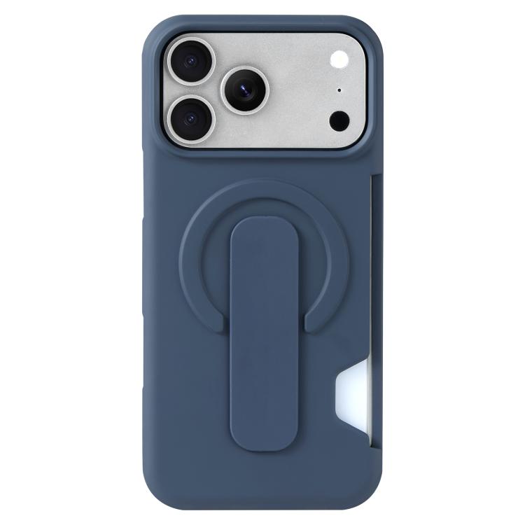 For iPhone 17 Pro Max Skin Feel Holder Card Slot Magnetic Phone Case(Blue)