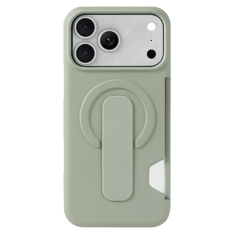 For iPhone 17 Pro Max Skin Feel Holder Card Slot Magnetic Phone Case(Green)