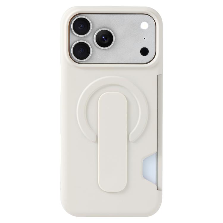 For iPhone 17 Pro Max Skin Feel Holder Card Slot Magnetic Phone Case(White)