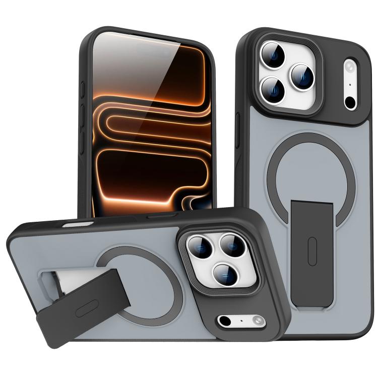 For iPhone 17 Pro Max Skin Feel Invisible Kickstand MagSafe Phone Case(Black)