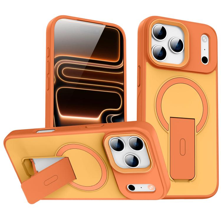 For iPhone 17 Pro Max Skin Feel Invisible Kickstand MagSafe Phone Case(Orange)