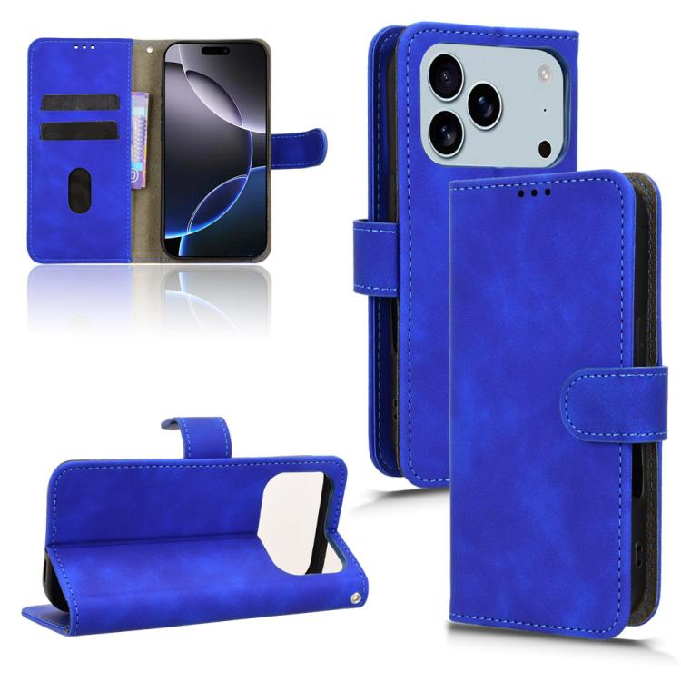 For iPhone 17 Pro Max Skin Feel Magnetic Flip Leather Phone Case(Blue)