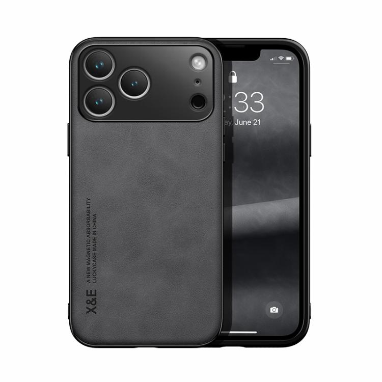 For iPhone 17 Pro Max Skin Feel Magnetic Leather Back Phone Case(Dark Grey)