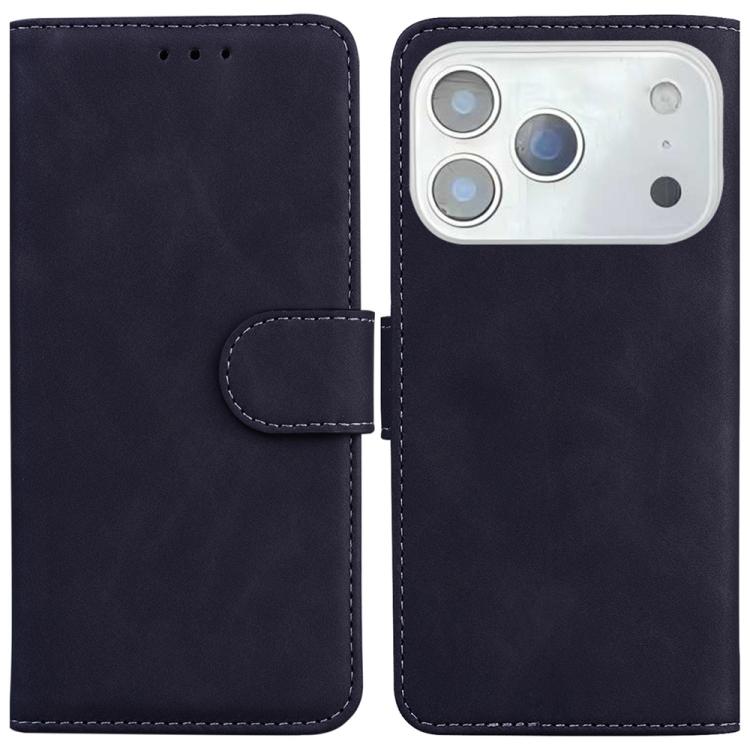 For iPhone 17 Pro Max Skin Feel Pure Color Flip Leather Phone Case(Black)