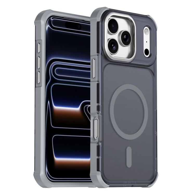 For iPhone 17 Pro Max Skin Feel Semi-transparent Frosted Magnetic Four-Corner Shockproof Phone Case(Grey)
