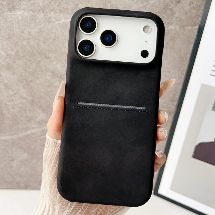 For iPhone 17 Pro Max Skin Feel Sheepskin Card Slot Phone Case(Black)
