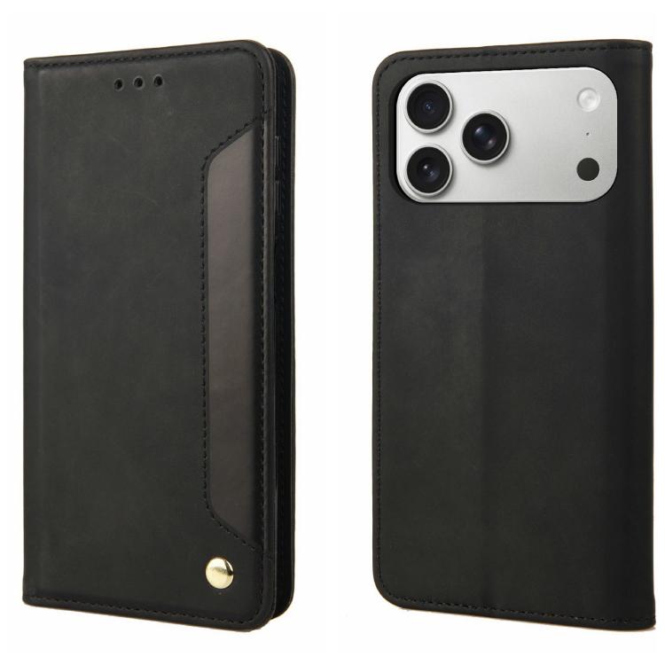 For iPhone 17 Pro Max Skin Feel Splicing Leather Phone Case(Black)
