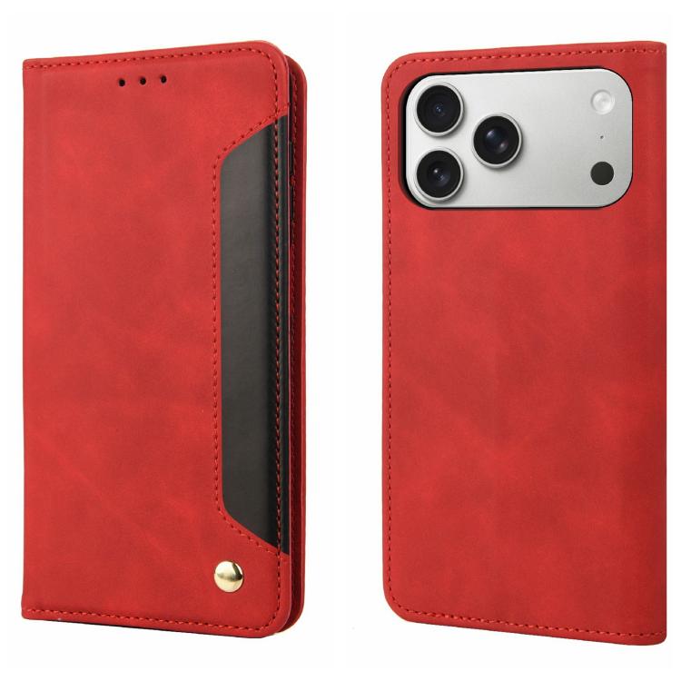 For iPhone 17 Pro Max Skin Feel Splicing Leather Phone Case(Red)