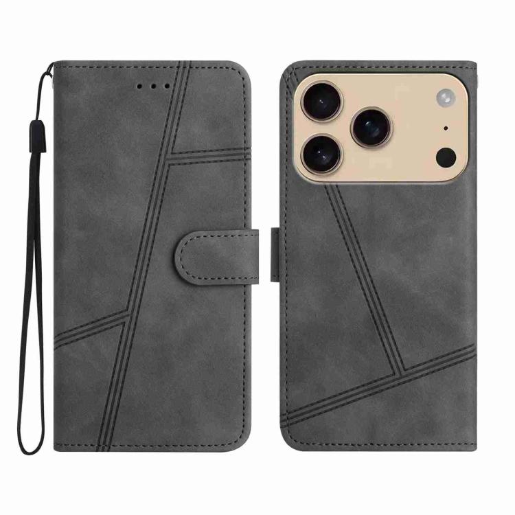 For iPhone 17 Pro Max Skin-feel Stitching Leather Phone Case(Grey)