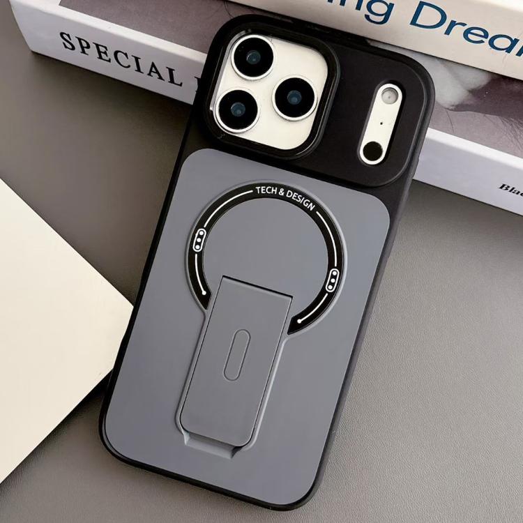 For iPhone 17 Pro Max Skin-Feel TPU Hybrid PC Magnetic Phone Case with Kickstand(Black)
