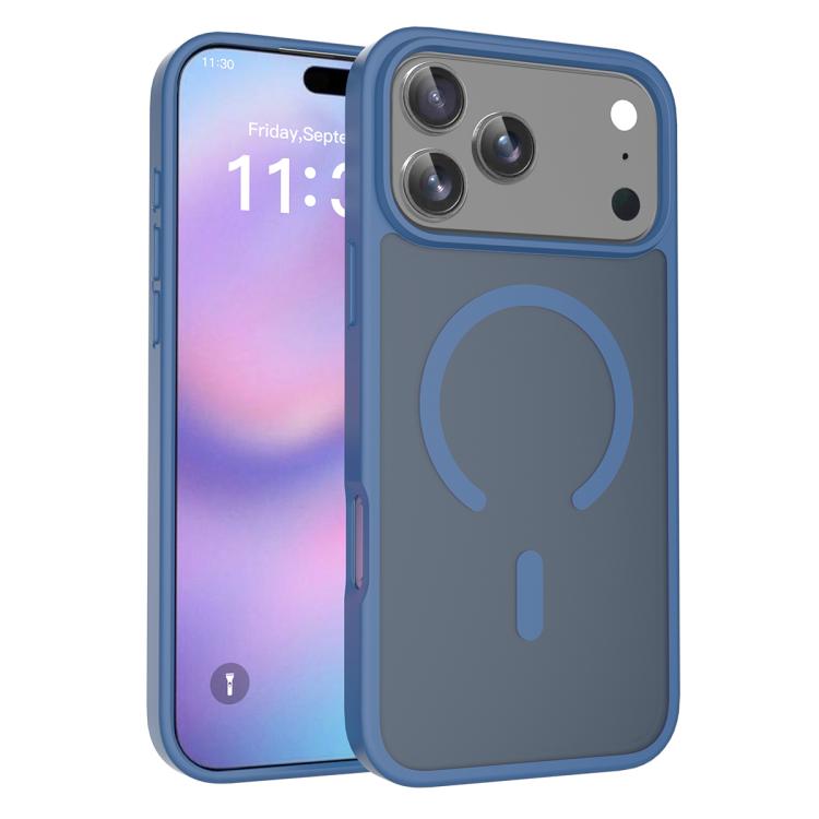For iPhone 17 Pro Max Skin Feel TPU Hybrid PC MagSafe Phone Case(Blue)