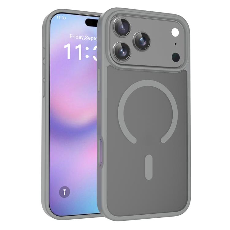 For iPhone 17 Pro Max Skin Feel TPU Hybrid PC MagSafe Phone Case(Dark Grey)