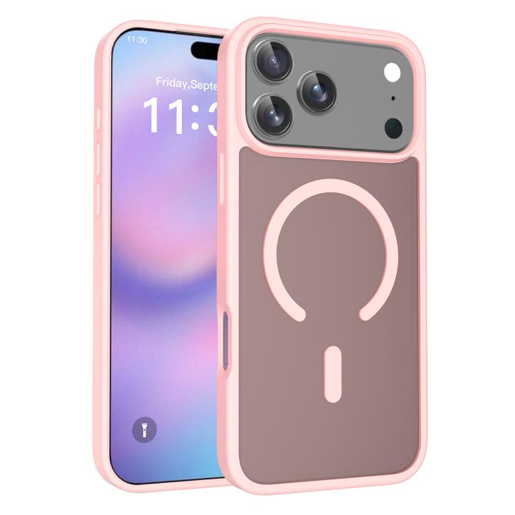 For iPhone 17 Pro Max Skin Feel TPU Hybrid PC MagSafe Phone Case(Pink)