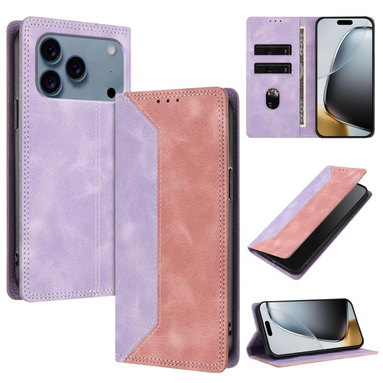 For iPhone 17 Pro Max Skin Feel Two-tone RFID Blocking Vegan Leather Phone Case(Pink)