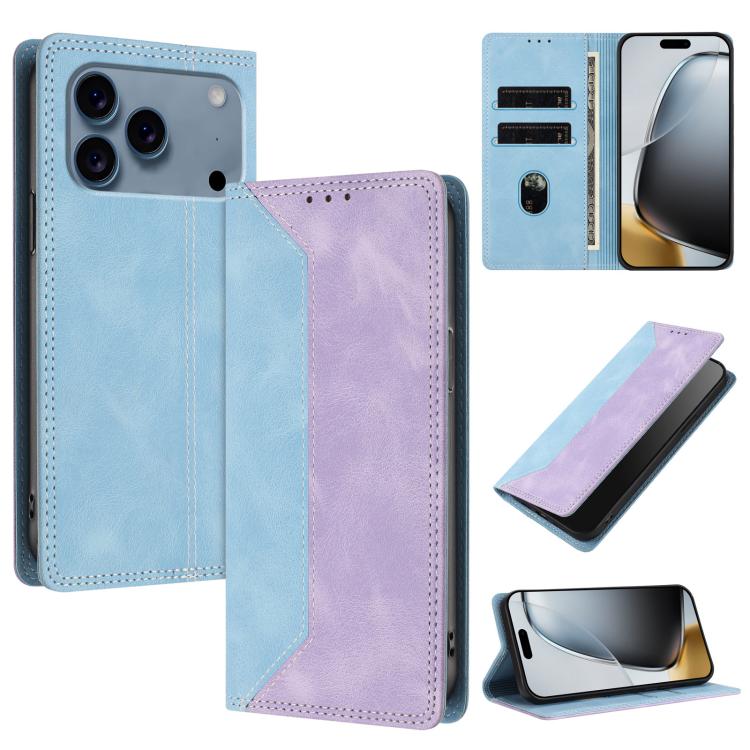 For iPhone 17 Pro Max Skin Feel Two-tone RFID Blocking Vegan Leather Phone Case(Purple)