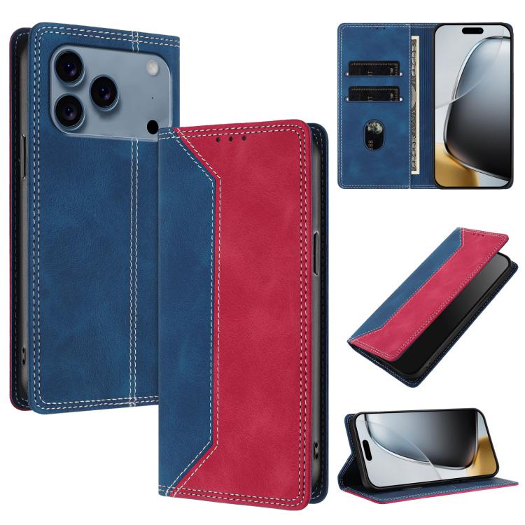 For iPhone 17 Pro Max Skin Feel Two-tone RFID Blocking Vegan Leather Phone Case(Red)