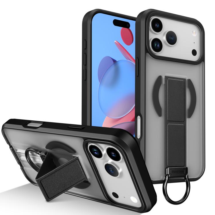 For iPhone 17 Pro Max Skin-Friendly D-Ring Holder Magnetic Shockproof Phone Case(Black)