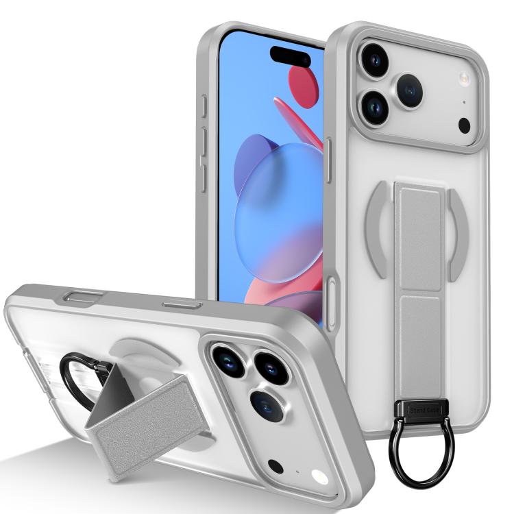 For iPhone 17 Pro Max Skin-Friendly D-Ring Holder Magnetic Shockproof Phone Case(Gray)