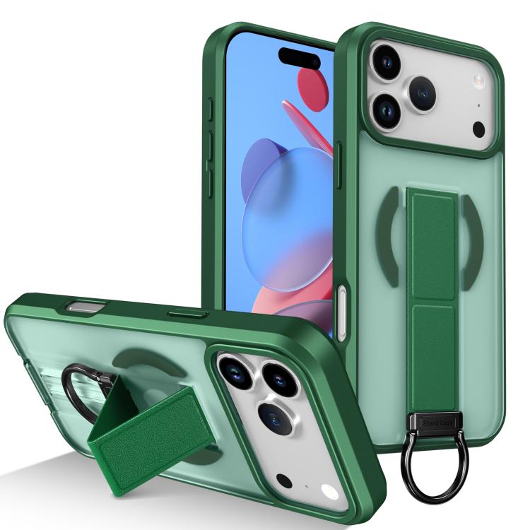 For iPhone 17 Pro Max Skin-Friendly D-Ring Holder Magnetic Shockproof Phone Case(Green)