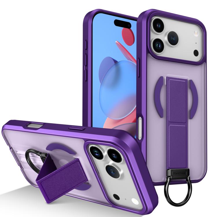 For iPhone 17 Pro Max Skin-Friendly D-Ring Holder Magnetic Shockproof Phone Case(Purple)