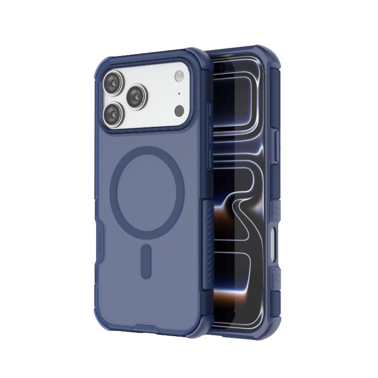 For iPhone 17 Pro Max Skin-friendly Magnetic PC + TPU Hybrid Shockproof Phone Case(Blue)