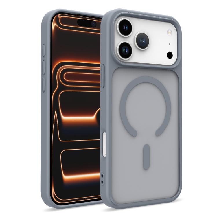 For iPhone 17 Pro Max Skin-Friendly Magnetic Shockproof TPU Hybrid PC Phone Case(Grey)