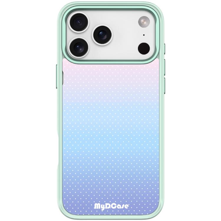 For iPhone 17 Pro Max Sky Blue Dots Pattern Magnetic Phone Case(Light Green)