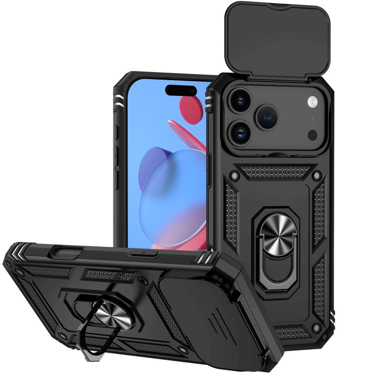 For iPhone 17 Pro Max Sliding Camshield Holder Phone Case(Black)