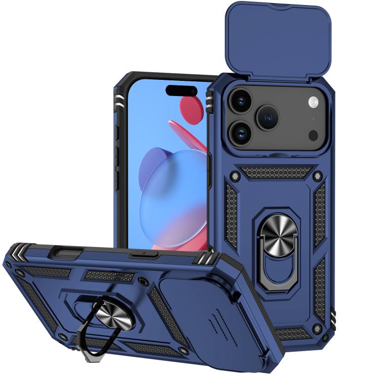 For iPhone 17 Pro Max Sliding Camshield Holder Phone Case(Blue)