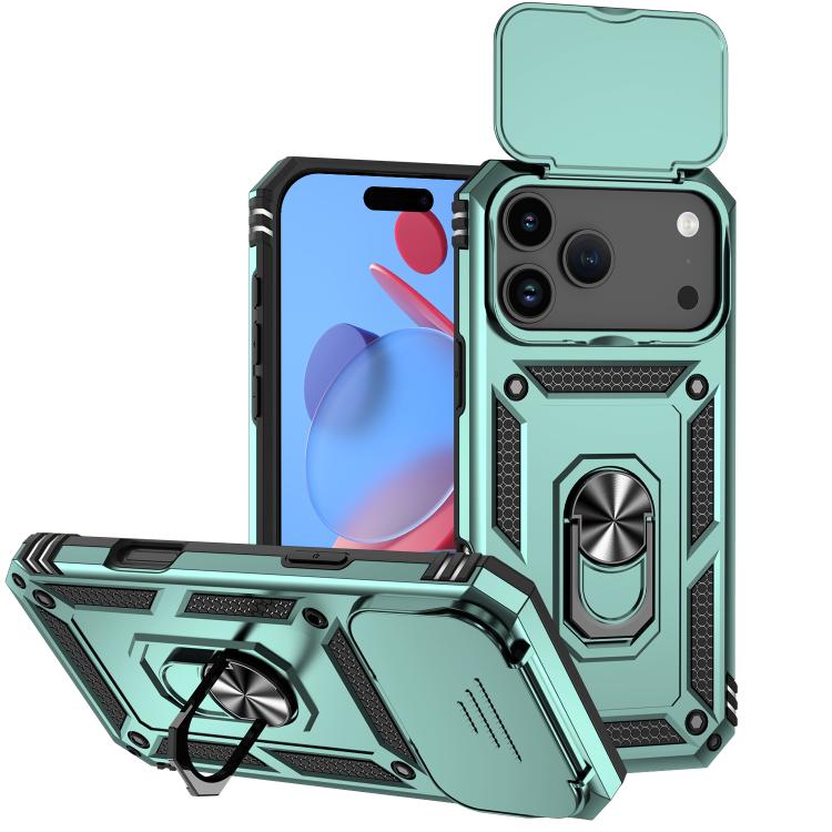 For iPhone 17 Pro Max Sliding Camshield Holder Phone Case(Dark Green)